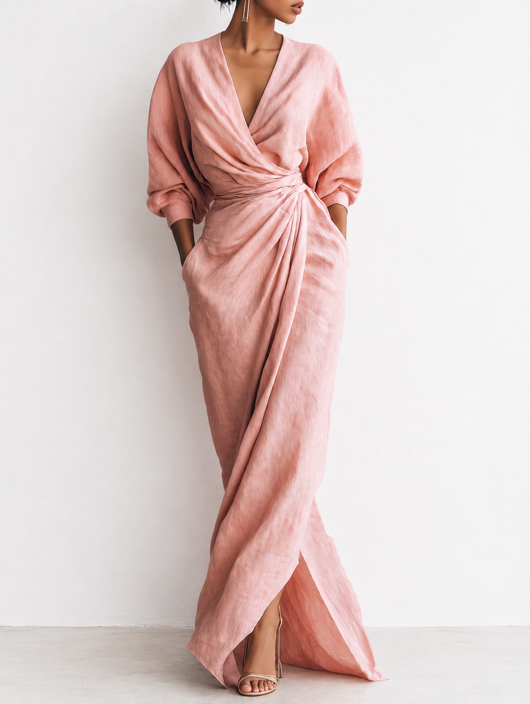 Rosa | Vestido Maxi de Lino con Escote en V