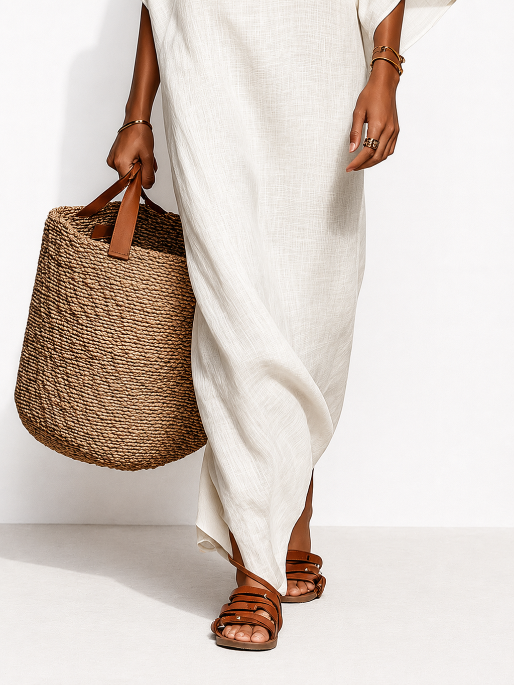Martina | Vestido Maxi de Lino con Escote Bardot