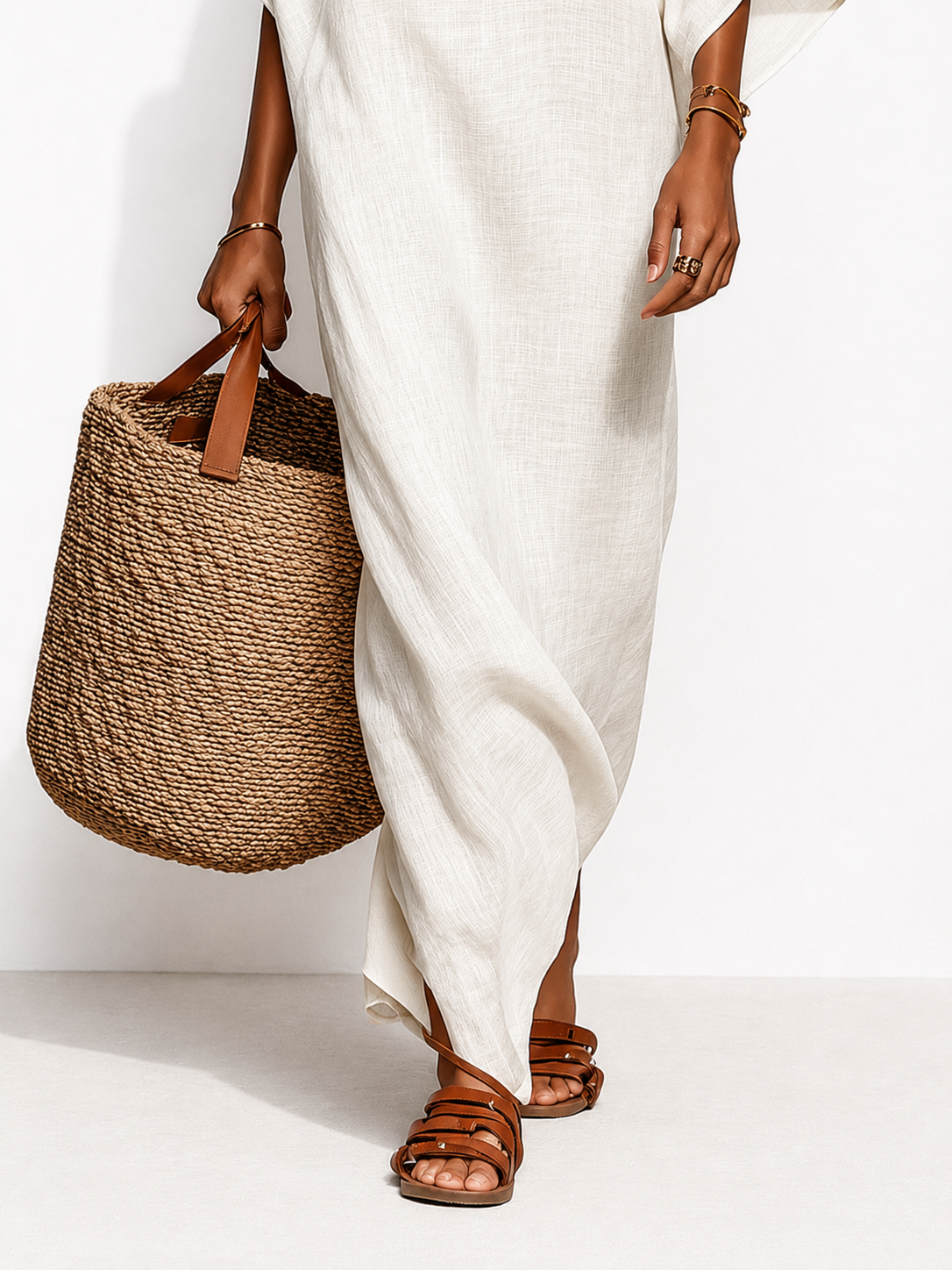 Martina | Vestido Maxi de Lino con Escote Bardot