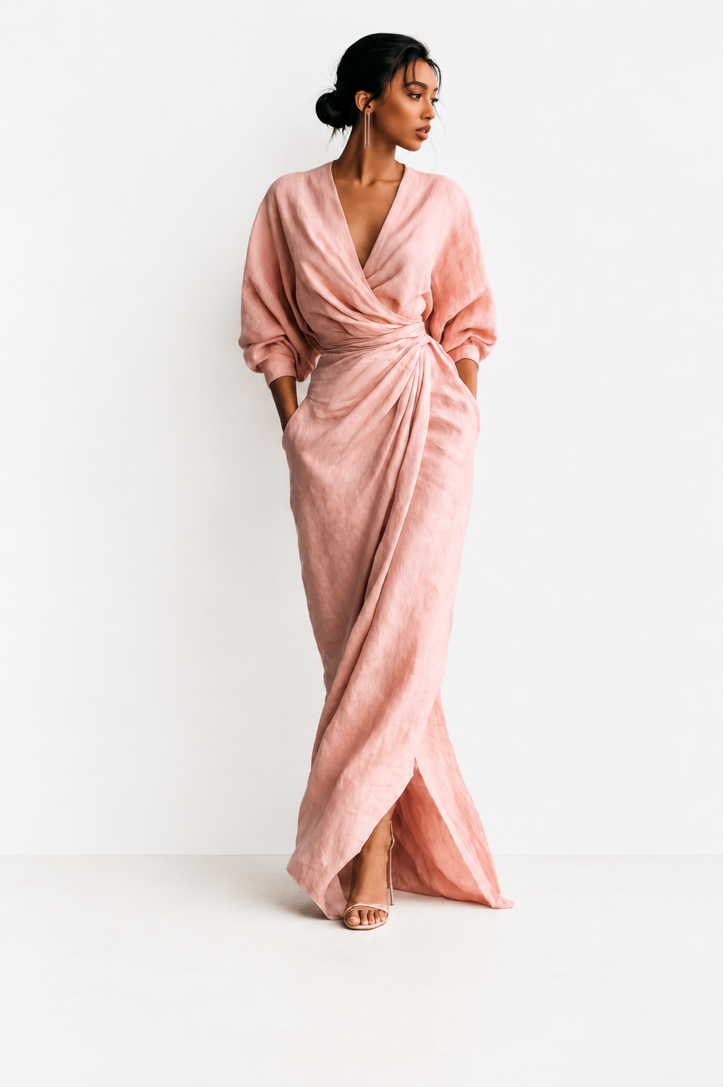 Rosa | Vestido Maxi de Lino con Escote en V