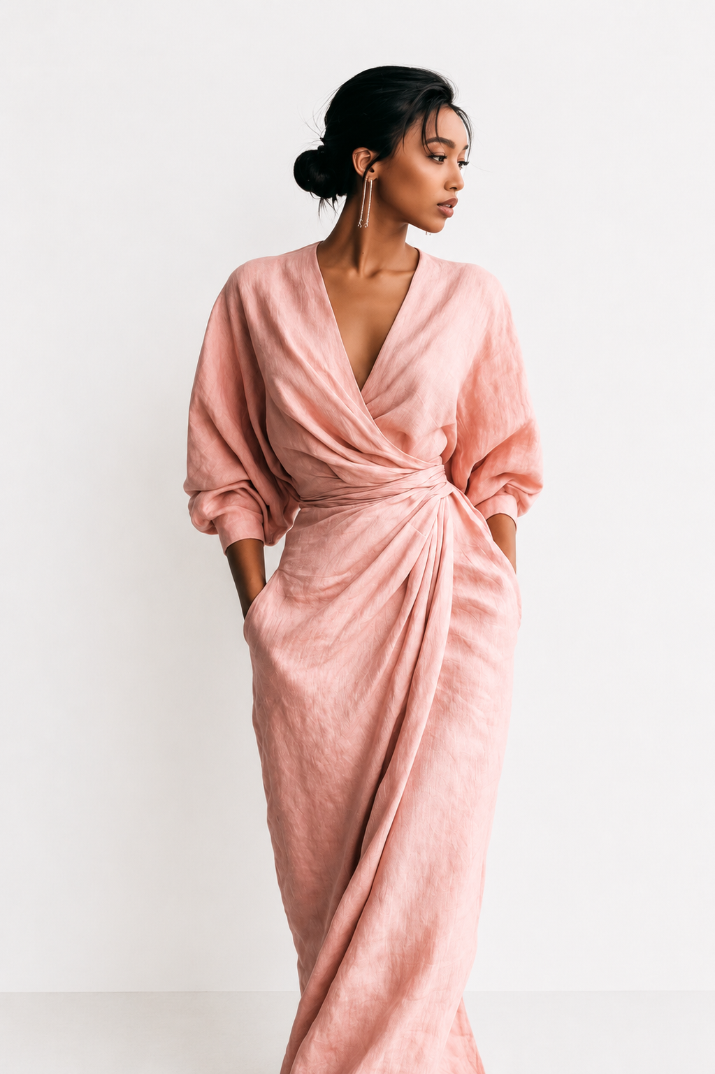 Rosa | Vestido Maxi de Lino con Escote en V